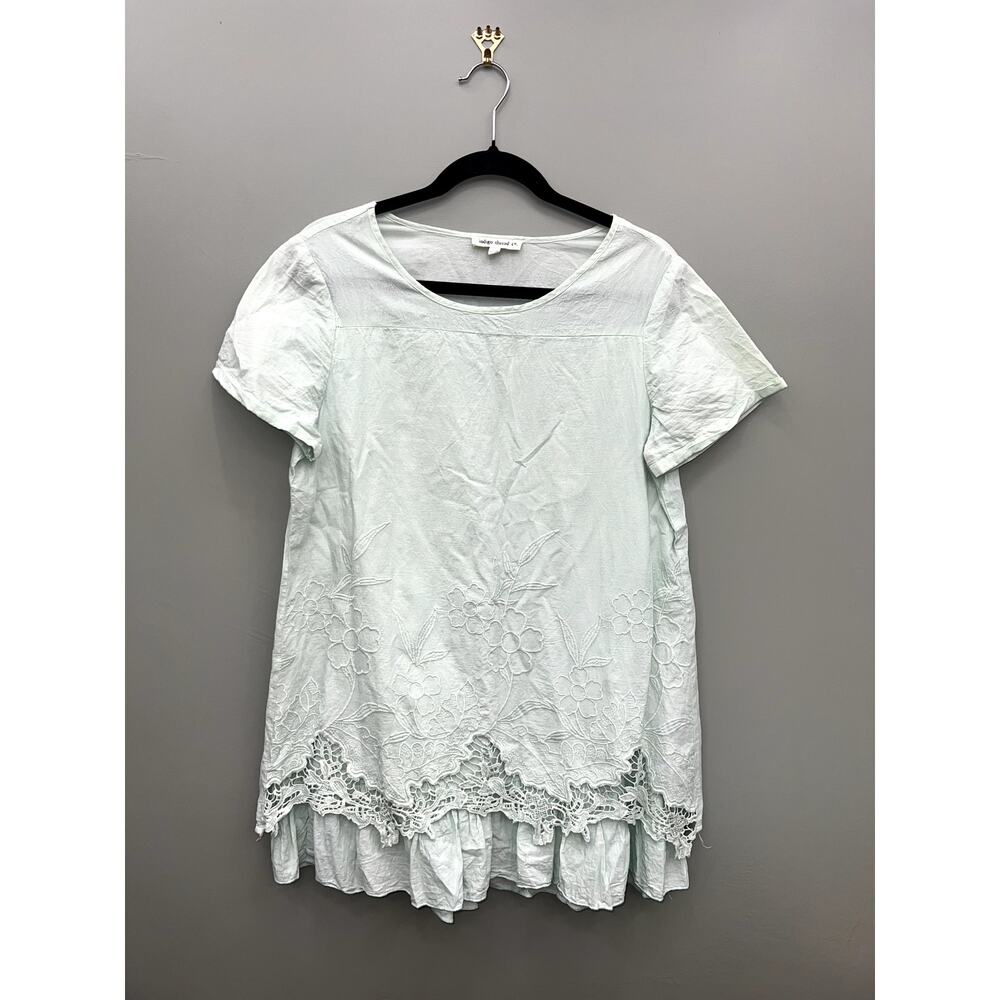 Indigo Thread Co Mint Green Embroidered Mini Cottagecore Boho Prairie Lace Dress